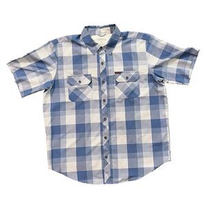 Orvis Classic XL Blue Plaid Short Sleeve Button Up Polyester Outdoors Shirt